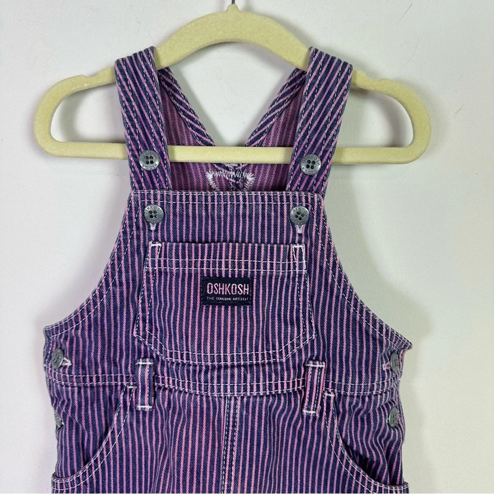 Oshkosh B'Gosh Vintage Toddler Girl Skirtalls Pinstripe Denim Dress Size 2 T